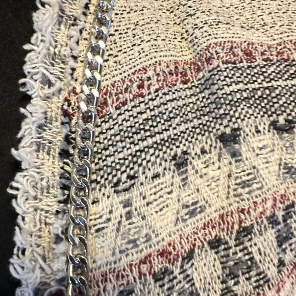 REBECCA TAYLOR Tweed Pattern Evening Jacket Navy Chain NICE Size 4 - Picture 10 of 13